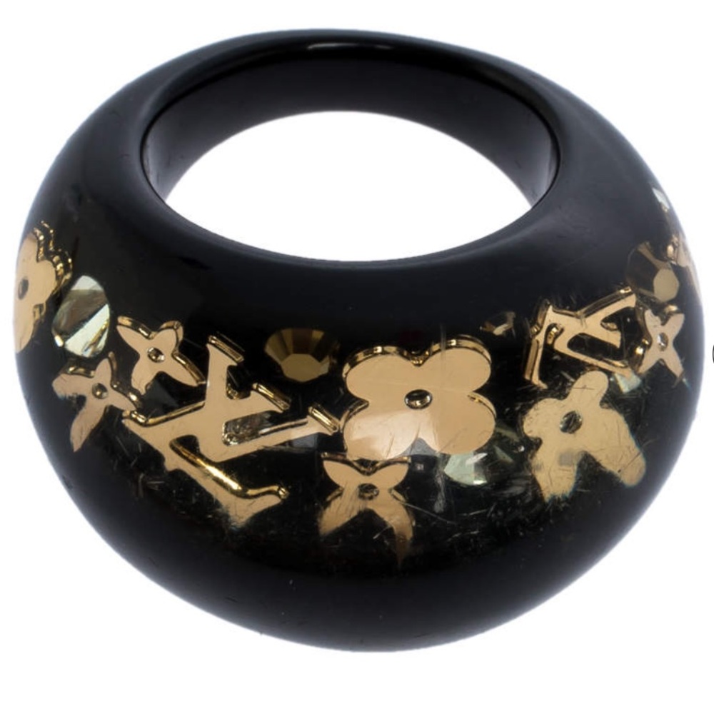 Louis Vuitton Black and Gold Chunky Ring